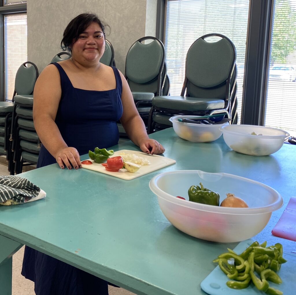 Educator preparing food