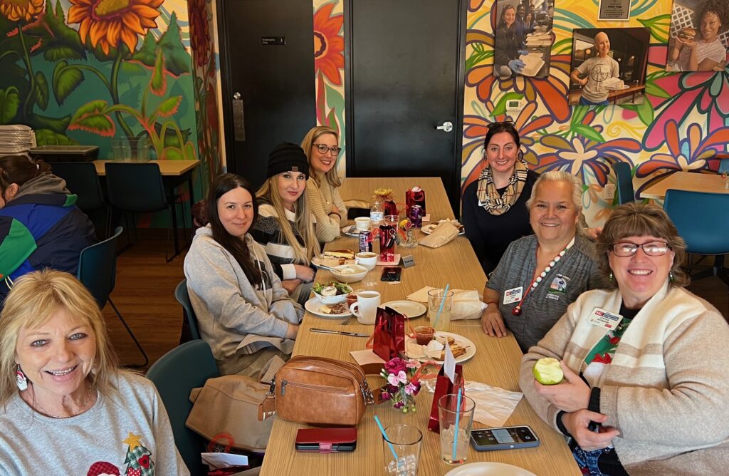 staff at lunch