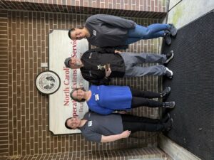 From left to right: Emily Pendergrass (Regional Nutrition Extension Associate) Angie Lawrence (EFNEP Nutrition Educator, 4-H Program Assistant) Chef John LaTour, and Jamie Lester (4-H Youth Development Agent).